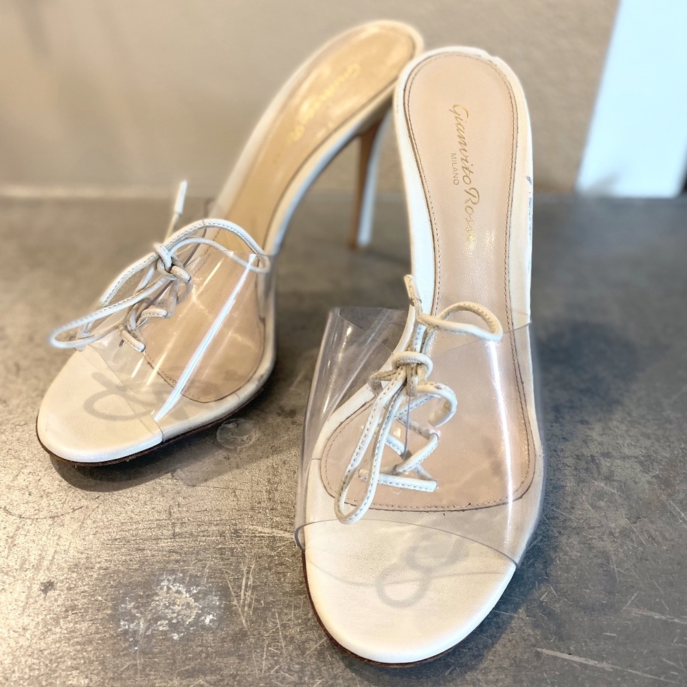 Gianvito Rossi Milano Plexi Lace Up PVC Mule